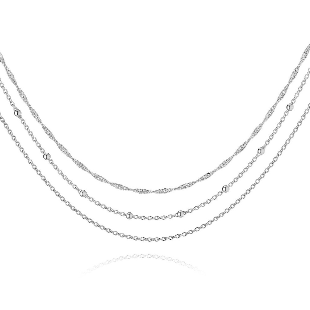 Elegant Silver Layered Necklace